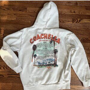 Coachella 2024 Festival Hoodie Unisex Large Oatmeal Lineup Big Palm Heavyweight